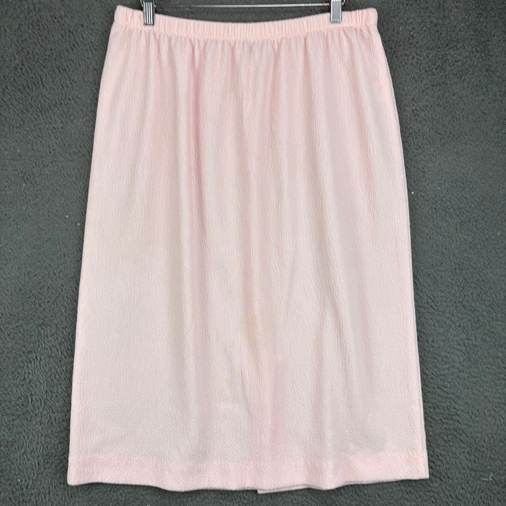 Leslie Fay Vintage Pink Textured Midi Skirt Size 16 Elastic Waist USA
